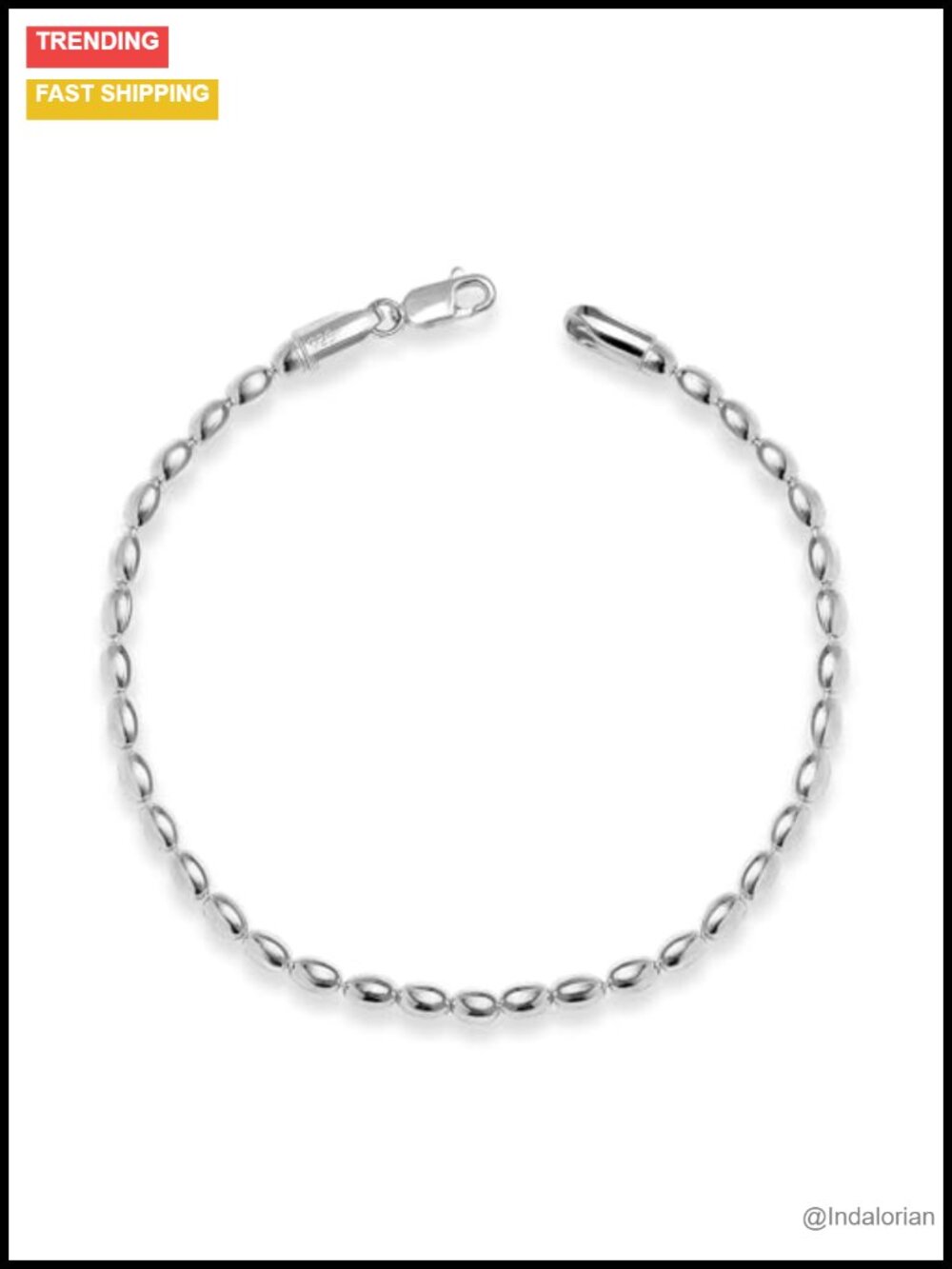 LeCalla Sterling Silver Oval Bead Strand Bracelet